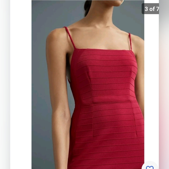 Anthropologie  Square Neck Slim Midi Dress Size Xs - Picture 3 of 7